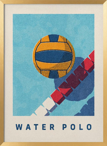 Vibrant Water Polo Ball | Poster - Gold Frame Interior