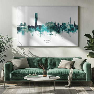 Malmo Watercolor Skyline | Poster - Room Interior 1