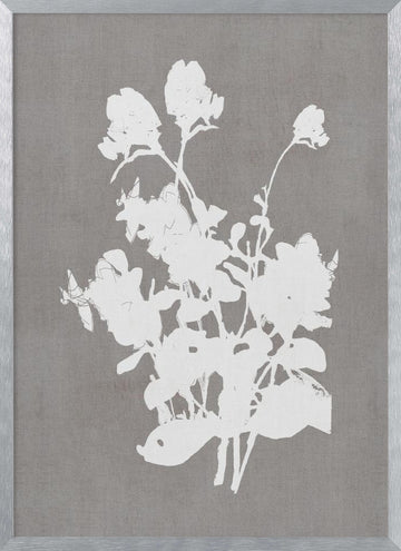 White Floral Silhouette | Poster - Silver Frame Interior