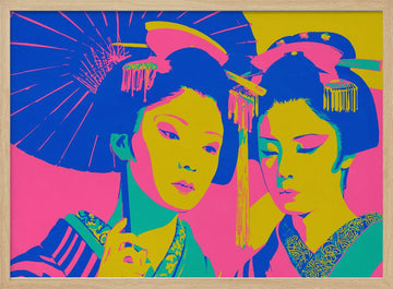 Vibrant Japanese Geishas | Poster - Wood Frame Interior