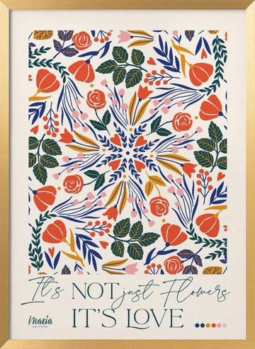 Vibrant Flower Mandala | Poster - Gold Frame Interior