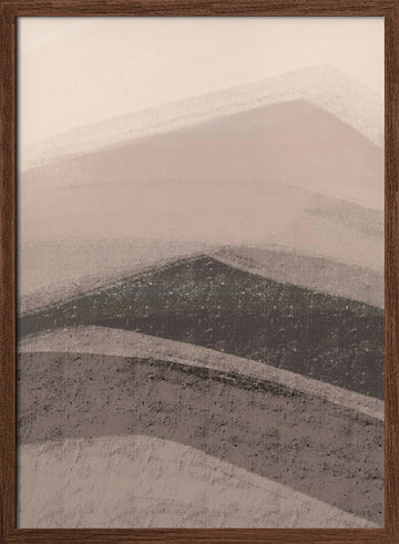 Muted Mountain Abstract | Poster - Walnut Frame Interior