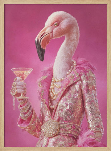 Glamorous Pink Flamingo | Poster - Wood Frame Interior
