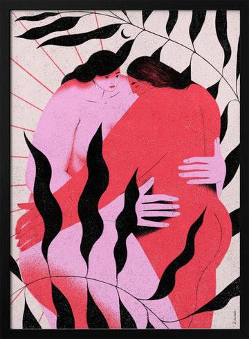 Women's Gentle Embrace | Poster - Black Metal Frame Interior