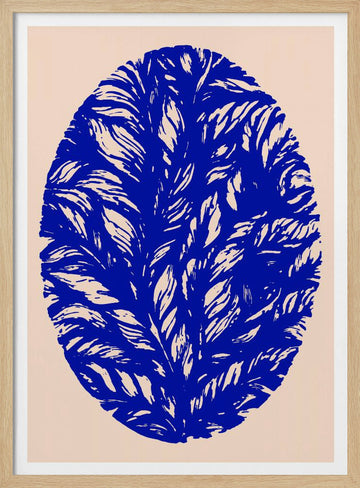 Blue Botanical Oval | Poster - Wood Frame Interior