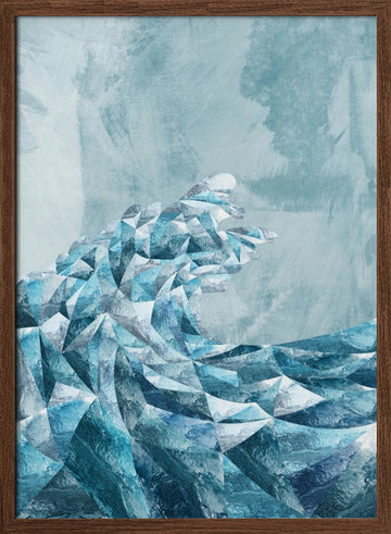 Icy Geometric Wave | Poster - Walnut Frame Interior