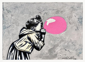 Urban Bubblegum Girl | Poster - White Frame Interior