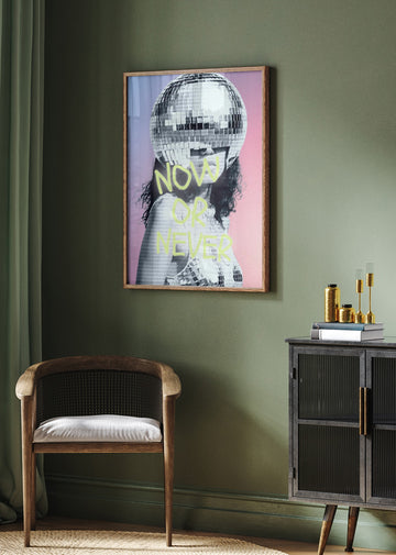 Woman with a Disco Ball Helmet | Poster - Room Interior 2