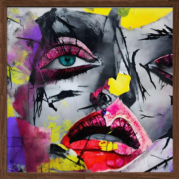 Vibrant Pop Art Woman | Poster - Walnut Frame Interior