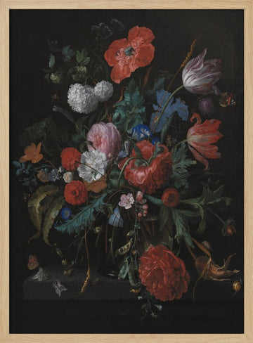 A Bunch of Flowers By Jacob Van Walscapelle | Poster - Wood Frame Interior