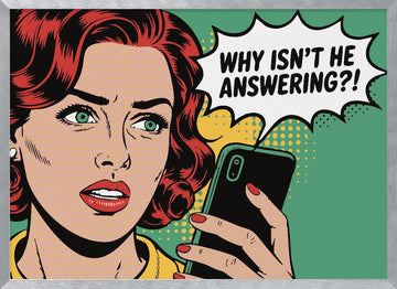 Frustrated Pop Art Call | Poster - Silver Frame Interior