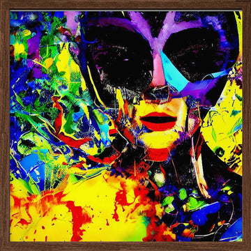 Vibrant Masked Portrait | Poster - Walnut Frame Interior