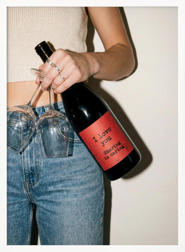 Sharing Love And Wine | Poster - White Frame Interior
