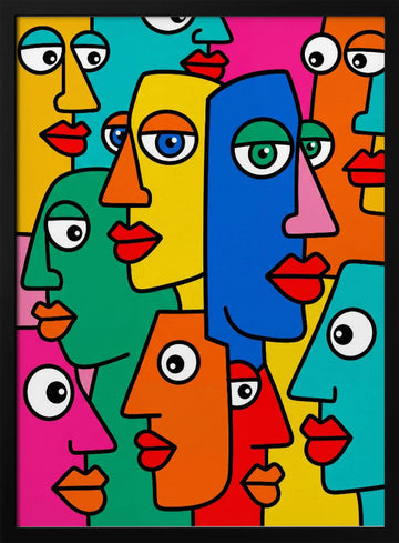 Colorful Abstract Faces | Poster - Black Metal Frame Interior