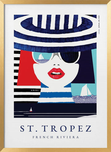 St Tropez Chic Woman | Poster - Gold Frame Interior