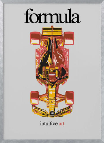 Vibrant Race Car Top View | Poster - Silver Frame Interior