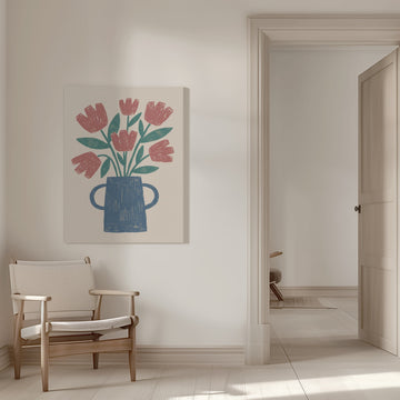 Rustic Tulips in Vase | Canvas - Room Interior 1