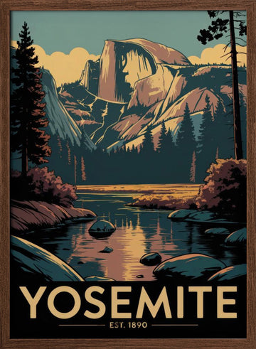 Yosemite Half Dome Vista | Poster - Walnut Frame Interior