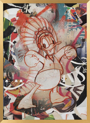 Energetic Duck Collage | Poster - Gold Frame Interior