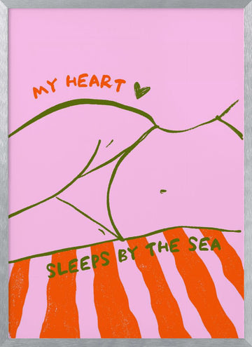 Heart Sleeps By The Sea | Poster - Silver Frame Interior