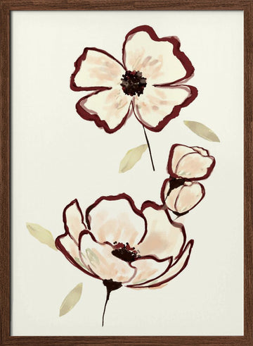 Elegant Blush Blooms | Poster - Walnut Frame Interior