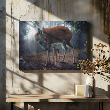 Mother Deer and Fawn | Canvas - Room Interior 2
