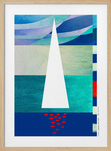 Minimalist Ocean Sail | Poster - Wood Frame Interior