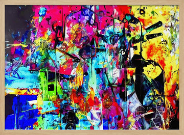 Vibrant Abstract Faces | Poster - Wood Frame Interior
