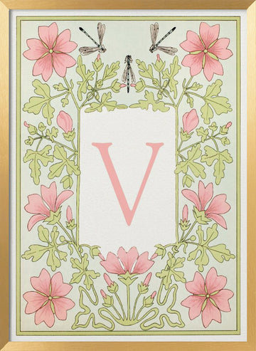 Elegant V Botanical Bloom | Poster - Gold Frame Interior