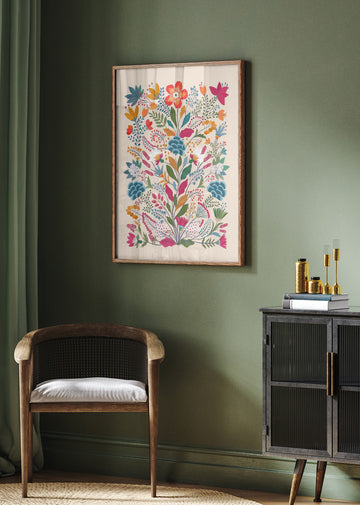 Folk Art Flower Garden | Poster - Room Interior 2