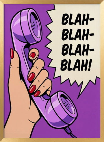 Blah Blah Retro Phone | Poster - Gold Frame Interior