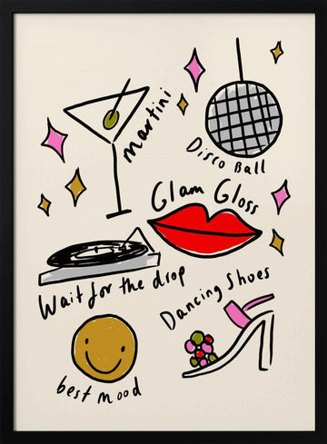Glam Disco Fun | Poster - Black Metal Frame Interior