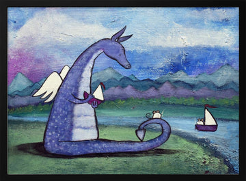 Whimsical Dragon And Friends | Poster - Black Metal Frame Interior