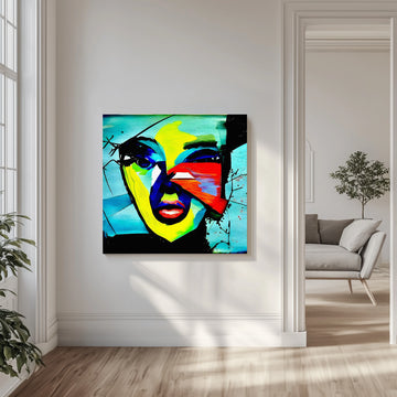 Vibrant Abstract Face | Canvas - Room Interior 1