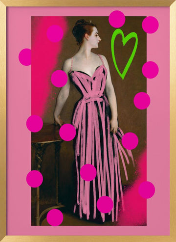 Pink Graffiti Lady | Poster - Gold Frame Interior