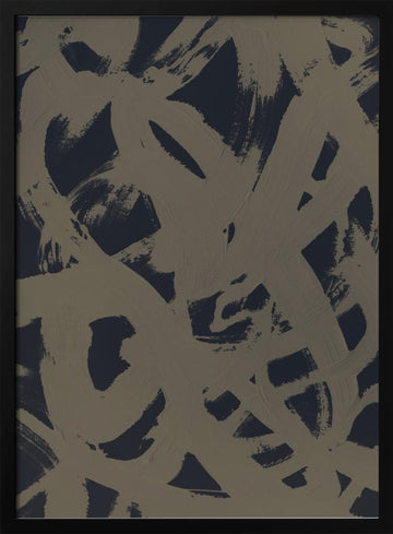 Abstract Brush Strokes 399Y | Poster - Black Metal Frame Interior