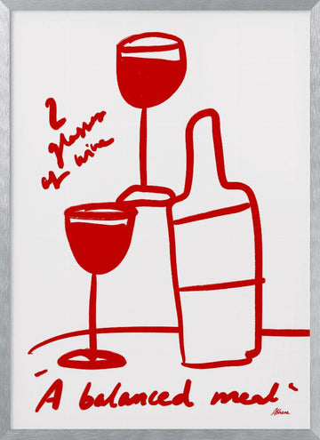 2 Glasses of Wine | Poster - Silver Frame Interior