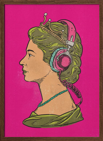 Royal Headphones | Poster - Walnut Frame Interior