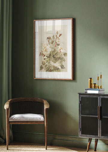Pink Roses Seen Through Early Morning Dew | Poster - Room Interior 2