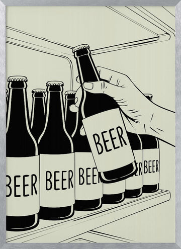 Grabbing Cold Beer | Poster - Silver Frame Interior