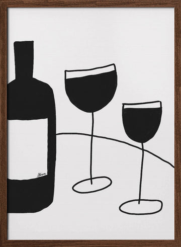 Wine Glasses | Poster - Walnut Frame Interior