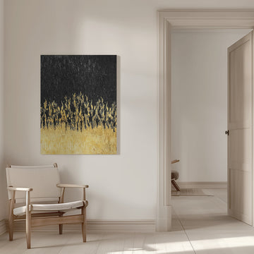 Golden Abstract Flow | Canvas - Room Interior 1