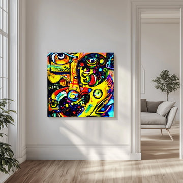 Vibrant Abstract Faces | Canvas - Room Interior 1
