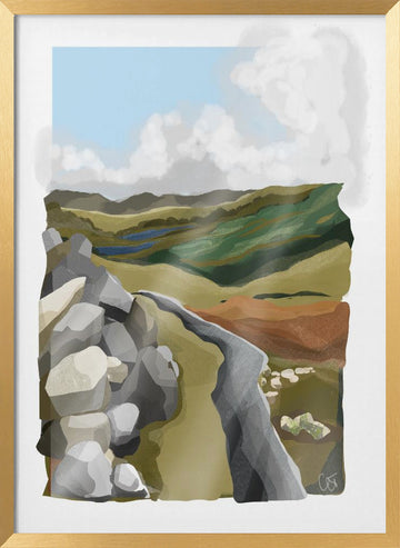 Winding Mountain Path | Poster - Gold Frame Interior