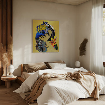 Golden Peacock Woman | Canvas - Room Interior 2