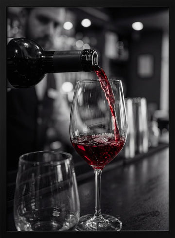 Red Wine Bar Pour | Poster - Black Metal Frame Interior
