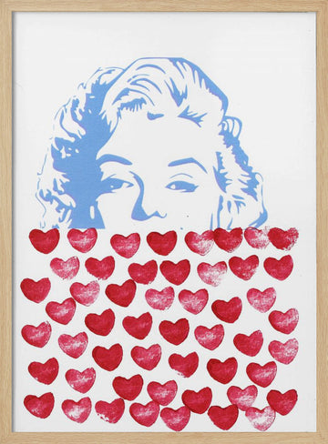 Pop Art Marilyn Hearts | Poster - Wood Frame Interior