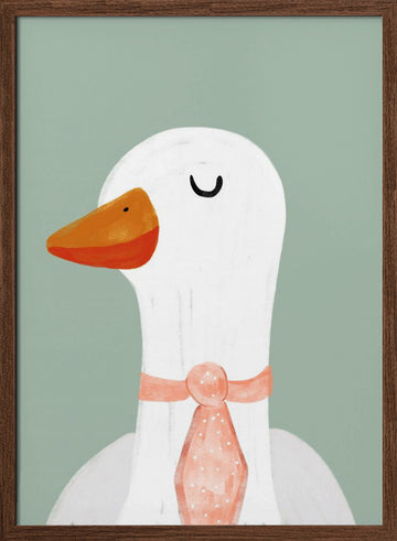 Goose with a Pink Tie | Poster - Walnut Frame Interior