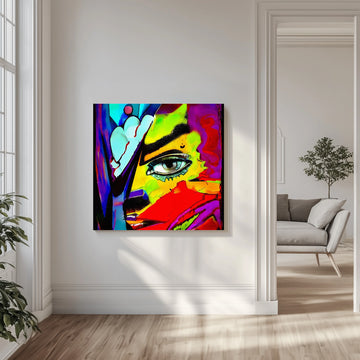 Vibrant Abstract Face | Canvas - Room Interior 1