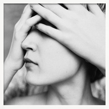 Woman Hiding Face | Poster - White Frame Interior